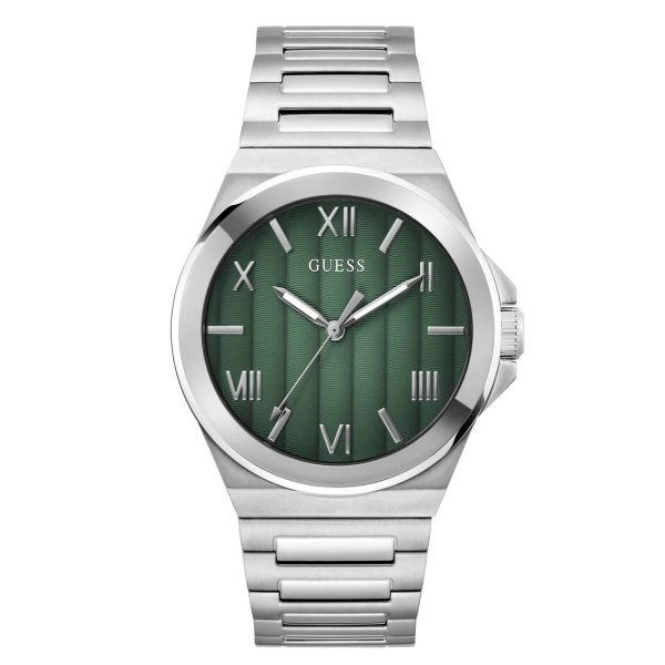 Montre homme Guess 44 mm réf. GW0789G1, cadran vert, mouvement quartz – vue de face | Horlova Maroc