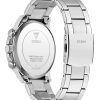 Montre homme Guess 44 mm réf. GW0900G1, cadran noir, bracelet acier, mouvement quartz – vue de trois-quarts