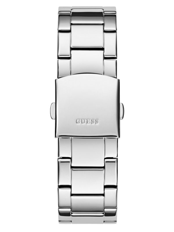 Montre homme Guess 44 mm réf. GW0900G1, cadran noir, bracelet acier, mouvement quartz – autre angle