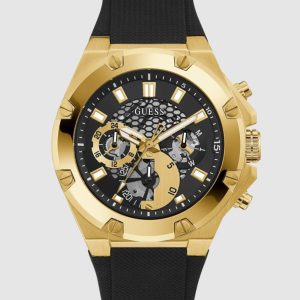 Montre homme Guess réf. GW0334G2, chronographe quartz, boîtier 46 mm, acier inoxydable, silicone – vue principale, Horlova Maroc