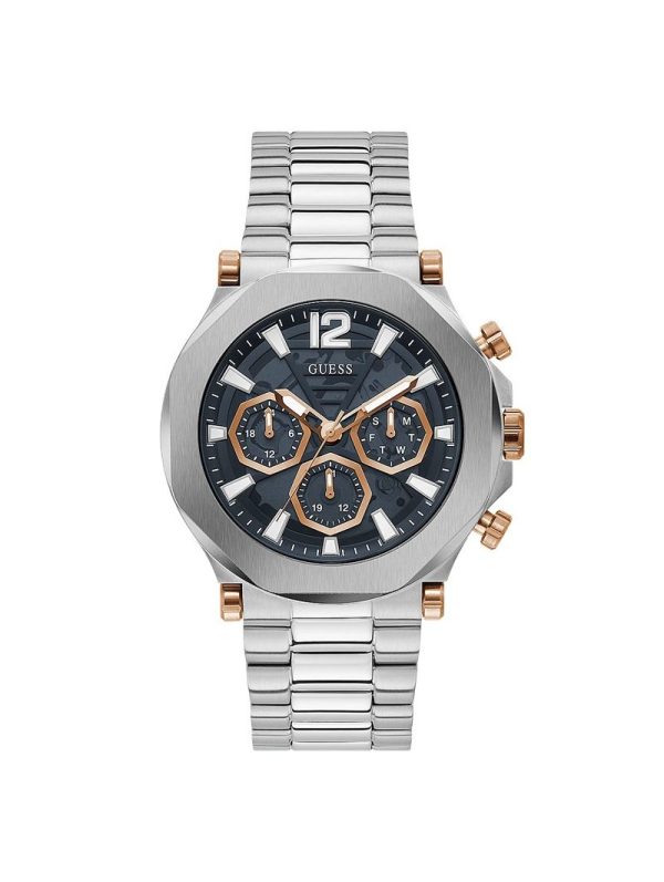 Montre homme Guess réf. GW0539G1, chronographe quartz, boîtier 46 mm, acier inoxydable, verre minéral – vue principale, Horlova Maroc