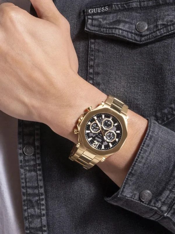 Montre homme Guess réf. GW0539G2, chronographe quartz, boîtier 46 mm, acier inoxydable – vue principale, Horlova Maroc