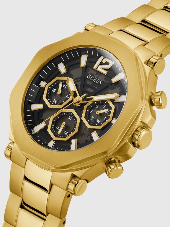 Montre homme Guess réf. GW0539G2, chronographe quartz, boîtier 46 mm, acier inoxydable – troisième vue