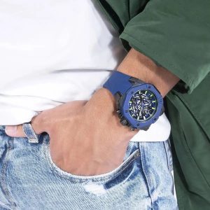 Montre homme Guess réf. GW0579G3, mouvement quartz, boîtier 47 mm, caoutchouc – vue principale, Horlova Maroc