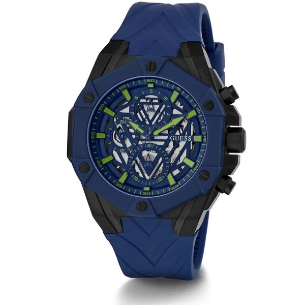Montre homme Guess réf. GW0579G3, mouvement quartz, boîtier 47 mm, caoutchouc – quatrième vue