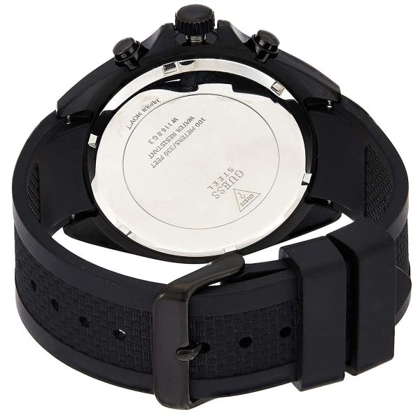 Montre homme Guess réf. W1168G3, mouvement quartz, boîtier 47 mm, caoutchouc, étanche 100 m – troisième vue