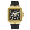 Montre homme Guess Design Carré 42 mm réf. GW0637G2, cadran noir, bracelet caoutchouc, mouvement quartz – vue de face | Horlova Maroc