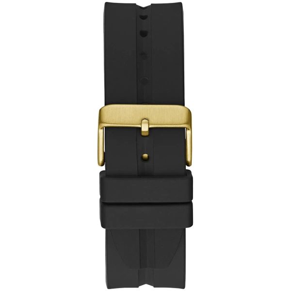 Montre homme Guess Design Carré 42 mm réf. GW0637G2, cadran noir, bracelet caoutchouc – vue rapprochée