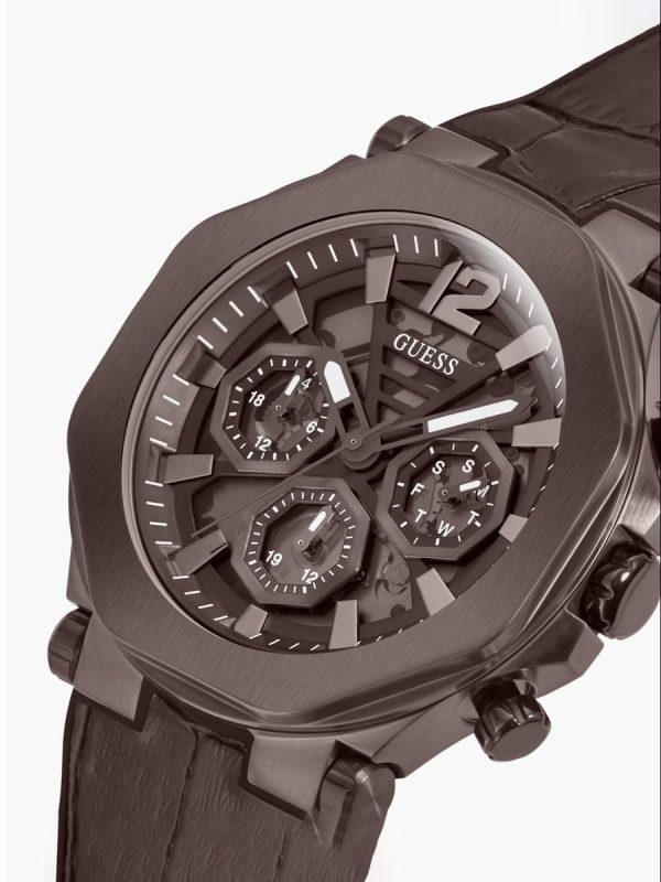 Montre homme Guess Edge réf. GW0492G2, mouvement quartz, boîtier 46 mm, acier inoxydable, cuir – deuxième vue