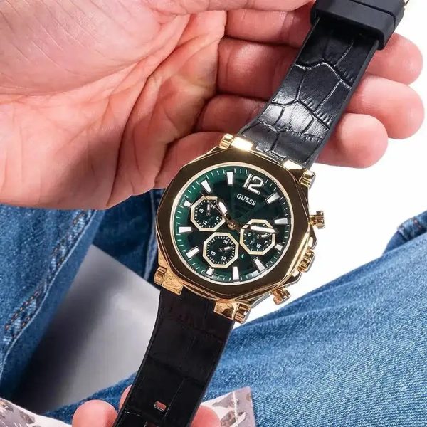 Montre homme Guess Edge réf. GW0492G3, mouvement quartz, boîtier 46 mm, cuir, étanche 50 m – vue principale, Horlova Maroc