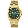Montre homme Guess Emperor 43 mm réf. GW0573G2, cadran vert, bracelet acier – vue rapprochée