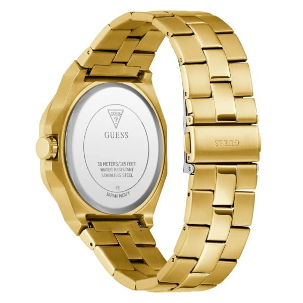 Montre homme Guess Emperor 44 mm réf. GW0849G2, cadran vert, bracelet acier, mouvement quartz – autre angle