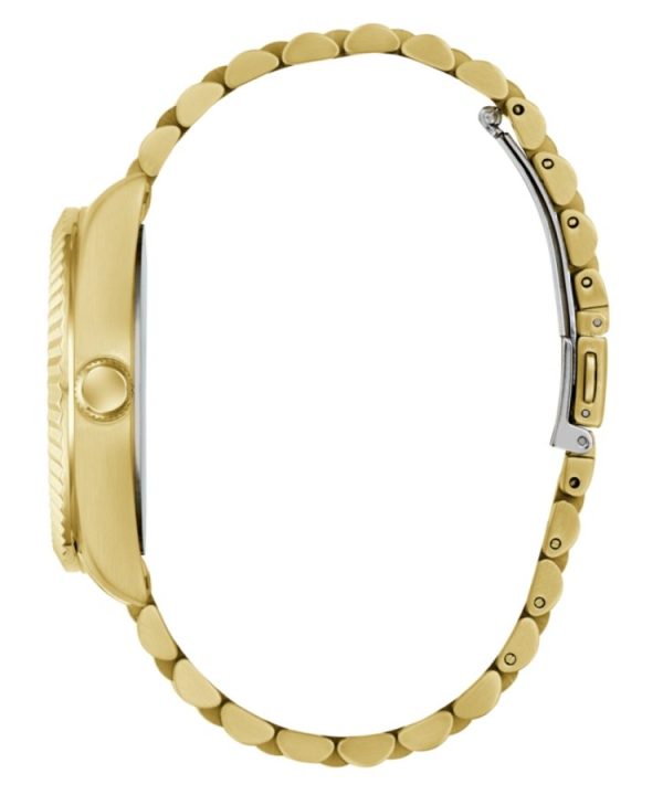 Montre homme Guess Jaden 42 mm réf. GW0977G2, cadran doré, bracelet acier – vue rapprochée