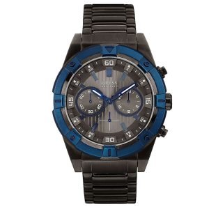 Montre homme Guess Jolt 48 mm réf. W0377G5, cadran gris, mouvement quartz chronographe – vue de face | Horlova Maroc