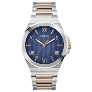 Montre homme Guess Multicolore 44 mm réf. GW0789G4, cadran bleu, bracelet acier, mouvement quartz – vue de face | Horlova Maroc