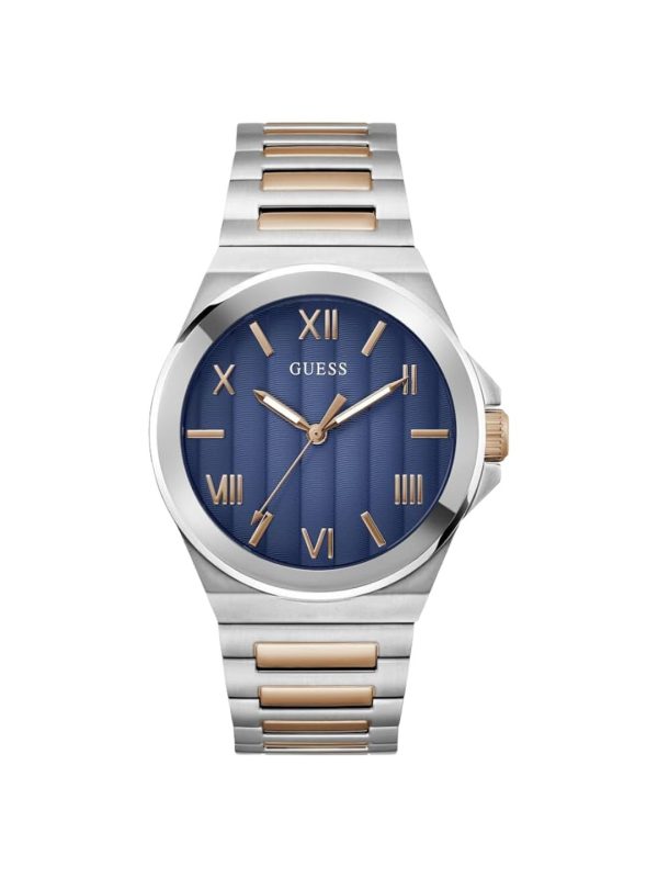 Montre homme Guess Multicolore 44 mm réf. GW0789G4, cadran bleu, bracelet acier, mouvement quartz – vue de face | Horlova Maroc