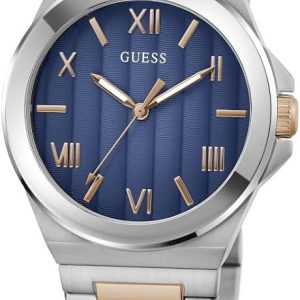 Montre homme Guess Multicolore 44 mm réf. GW0789G4, cadran bleu, bracelet acier – vue de trois-quarts