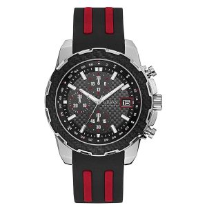 Montre homme Guess Octane, chronographe quartz, acier inoxydable, silicone – vue principale, Horlova Maroc