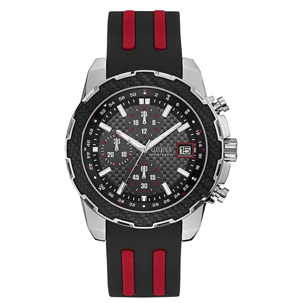 Montre homme Guess Octane, chronographe quartz, acier inoxydable, silicone – vue principale, Horlova Maroc