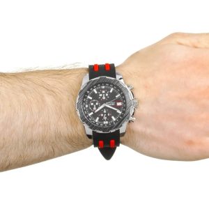Montre homme Guess Octane, chronographe quartz, acier inoxydable, silicone – deuxième vue – Horlova Maroc