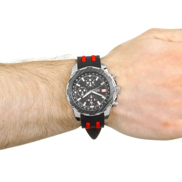 Montre homme Guess Octane, chronographe quartz, acier inoxydable, silicone – deuxième vue – Horlova Maroc