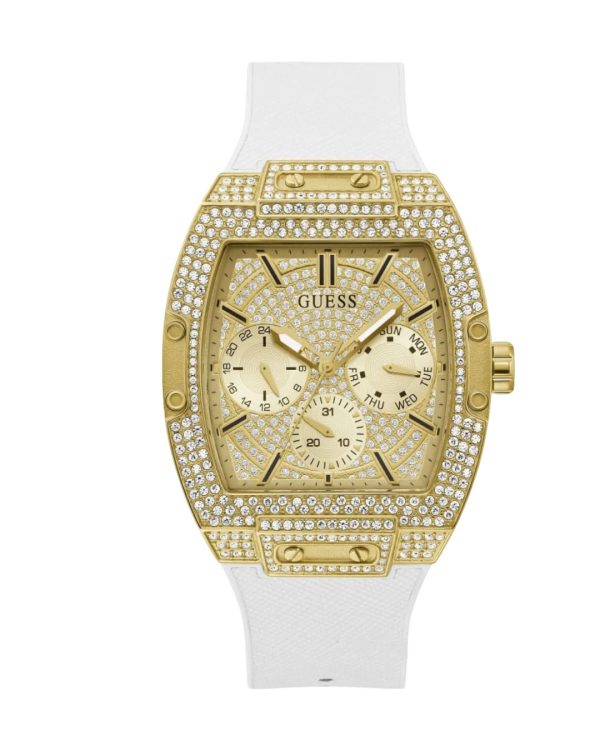 Montre homme Guess Phoenix 42 mm réf. GW0048G3, bracelet caoutchouc, mouvement quartz – vue de face | Horlova Maroc