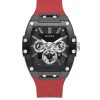 Montre homme Guess Phoenix 43 mm réf. GW0203G4, cadran noir, bracelet silicone, mouvement quartz – vue de face | Horlova Maroc