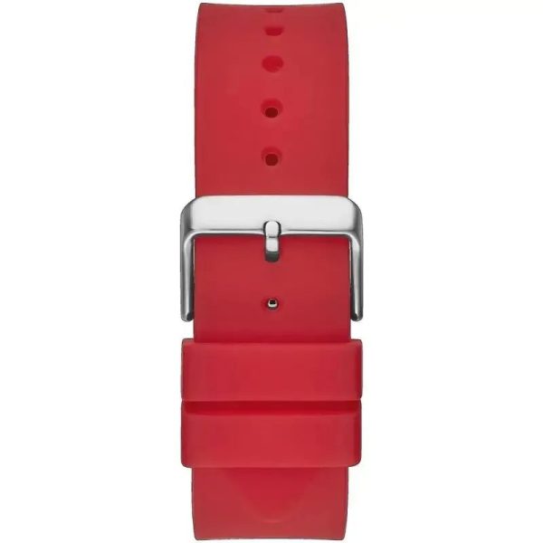 Montre homme Guess Phoenix 43 mm réf. GW0203G4, cadran noir, bracelet silicone – vue de trois-quarts