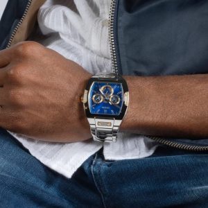 Montre homme Guess Phoenix réf. GW0456G5, mouvement quartz, boîtier 43 mm, acier inoxydable, verre minéral – vue principale, Horlova Maroc