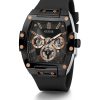 Montre homme Guess Phoenix Unisexe Carré 43 mm réf. GW0203G8, cadran noir, bracelet silicone – vue de trois-quarts