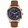Montre homme Guess Pursuit 46 mm réf. W0500G1, cadran bleu, bracelet cuir, mouvement quartz chronographe – vue de face | Horlova Maroc