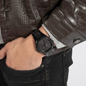 Montre homme Guess Rebel réf. GW0622G2, mouvement quartz, boîtier 42 mm, silicone, verre minéral – vue principale, Horlova Maroc