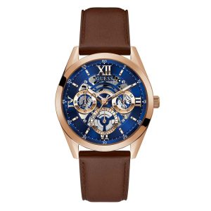 Montre homme Guess Tailor 42 mm réf. GW0389G3, cadran bleu, mouvement quartz – vue de face | Horlova Maroc