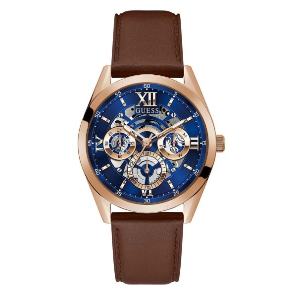 Montre homme Guess Tailor 42 mm réf. GW0389G3, cadran bleu, mouvement quartz – vue de face | Horlova Maroc