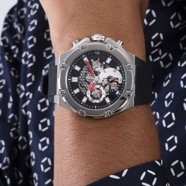 Montre homme Guess Third Gear, mouvement quartz, boîtier 44 mm, acier inoxydable – vue principale, Horlova Maroc