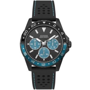 Montre homme Guess réf. W1108G5, mouvement quartz, acier inoxydable, silicone – vue principale, Horlova Maroc