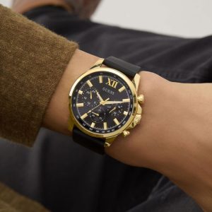 Montre homme Guess Walker réf. GW0913G2, mouvement quartz, boîtier 44 mm, silicone, verre minéral – vue principale, Horlova Maroc