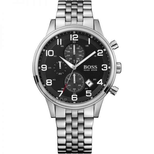 Montre homme Hugo Boss réf. 1512446, chronographe quartz, acier inoxydable – vue principale, Horlova Maroc