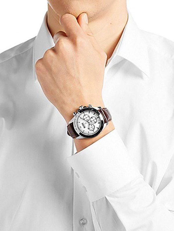 Montre homme Hugo Boss réf. 1513175, chronographe quartz, acier inoxydable, cuir – vue principale, Horlova Maroc