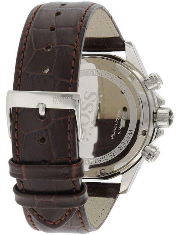 Montre homme Hugo Boss réf. 1513175, chronographe quartz, acier inoxydable, cuir – quatrième vue
