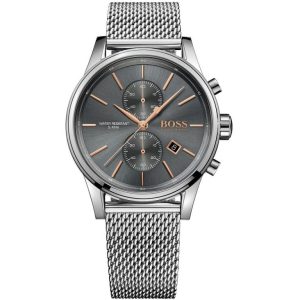 Montre homme Hugo Boss réf. 1513440, bracelet acier, mouvement quartz chronographe – vue de face | Horlova Maroc