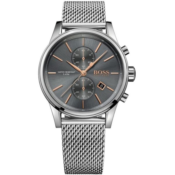 Montre homme Hugo Boss réf. 1513440, bracelet acier, mouvement quartz chronographe – vue de face | Horlova Maroc