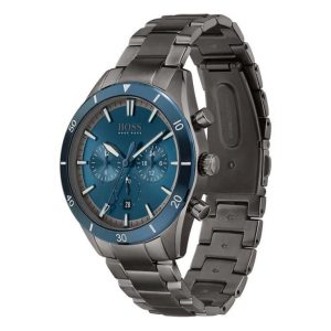 Montre homme Hugo Boss réf. 1513863, bracelet acier, mouvement quartz chronographe – vue de face | Horlova Maroc