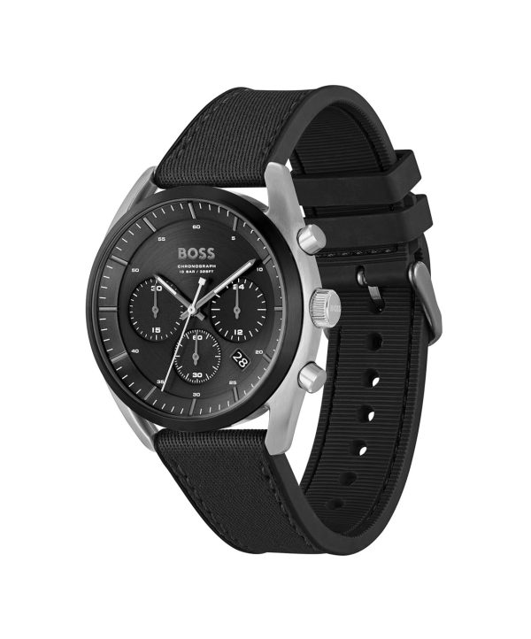 Montre homme Hugo Boss réf. 1514091, cadran noir, mouvement quartz, montre-bracelet Hugo Boss – vue de trois-quarts