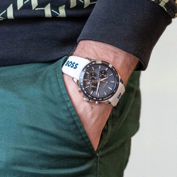 Montre homme Hugo Boss réf. 1514238, mouvement quartz, boîtier 41 mm, silicone – vue principale, Horlova Maroc