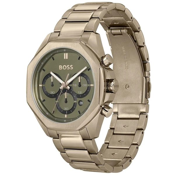 Montre homme Hugo Boss 42 mm réf. 1514019, cadran gris, bracelet acier – vue de trois-quarts