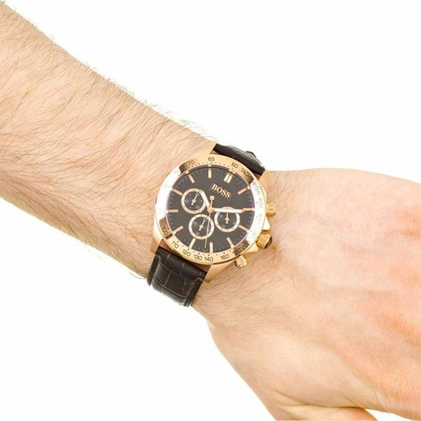 Montre homme Hugo Boss réf. 1513179, boîtier 43 mm, acier inoxydable, cuir, verre minéral – troisième vue