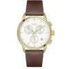 Montre homme Hugo Boss 43 mm réf. 1513926, cadran blanc, bracelet cuir, mouvement quartz chronographe – vue de face | Horlova Maroc