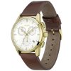 Montre homme Hugo Boss 43 mm réf. 1513926, cadran blanc, bracelet cuir – vue de trois-quarts