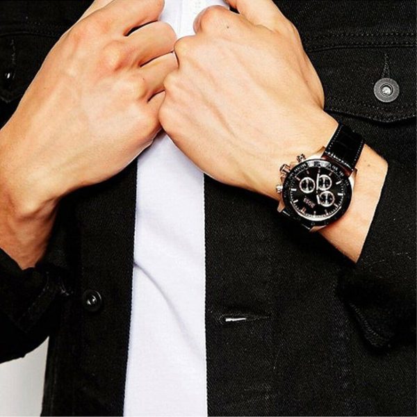 Montre homme Hugo Boss réf. 1513218, boîtier 44 mm, cuir, verre minéral – quatrième vue – Horlova Maroc